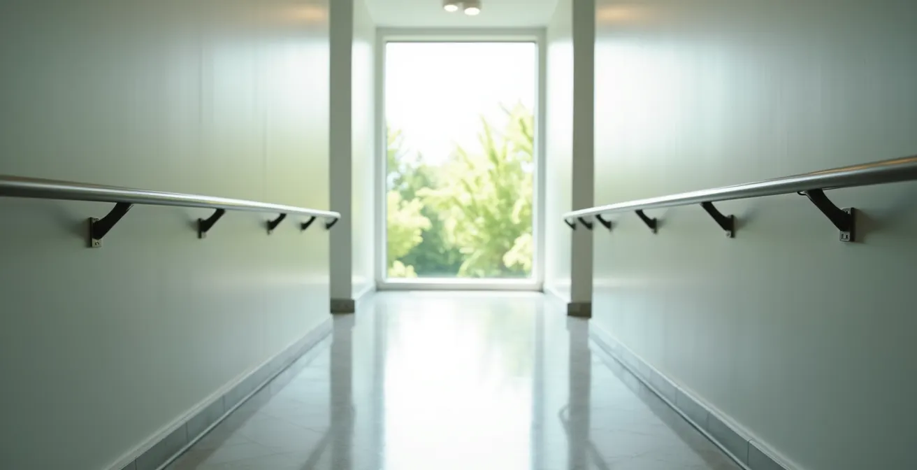 Corridor lumineux et moderne d'une résidence senior